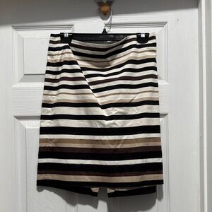 Elegant Striped Black and Brown Pencil Skirt